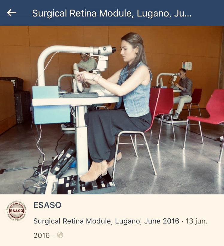 Práctica de Cirugía en el EYESI. Lugano, Suiza. 2016